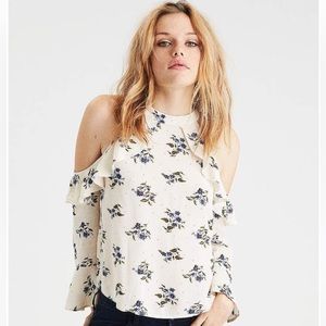 AE - Floral High Neck Cold Shoulder Pullover (XL)